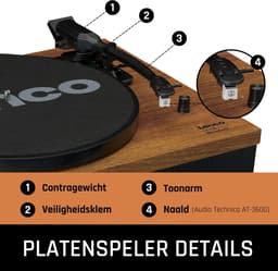 Lenco Platenspeler met Bluetooth - Twee externe Speakers - Auto-stop - LS-310WD - Hout — thumbnail 2