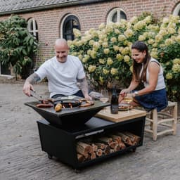 RJRoyal Living Plancha grill BBQ Compania grillring met snijplank en hoes en houtopslag vuurschaal rvs buitenkeuken grillring voor buiten — thumbnail 5