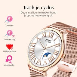 Frenkies® Smartwatch Dames Rose Goud – Stappenteller - Horloge Dames – HD Touchscreen - Activity Tracker & Hartslagmeter - Sporthorloge — thumbnail 4