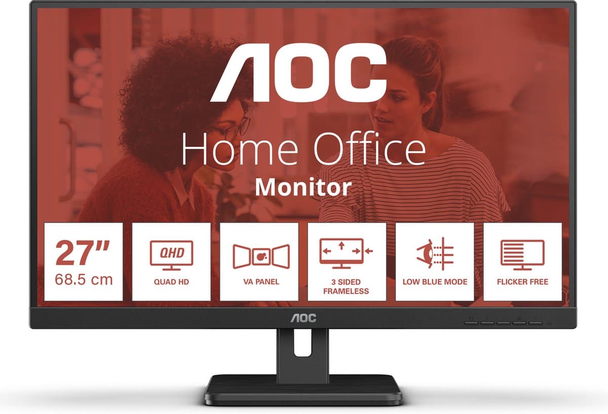 AOC Q27E3UAM computer monitor 68,6 cm (27") 2560 x 1440 Pixels Quad HD Zwart — afbeelding 1