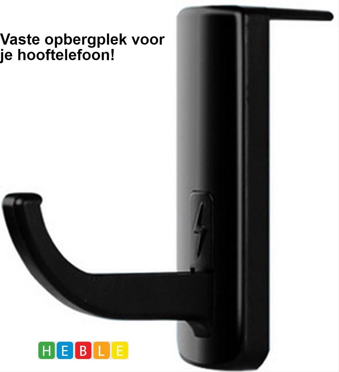 *** Universeel Hoofdtelefoon-Houder ~ Voor PC Monitor, Desk Headset ~ Zwarte Haak van Heble® *** — afbeelding 1