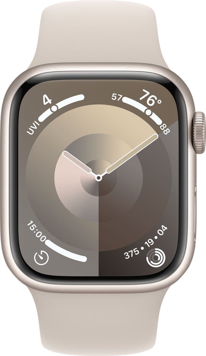 Apple Watch Series 9 - 41mm - Starlight Aluminium Case with Starlight Sport Band - S/M — afbeelding 1
