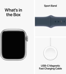Apple Watch Series 9 - 41 mm - Silver Aluminium Case with Storm Blue Sport Band - M/L — thumbnail 3