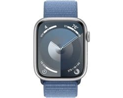 Apple Watch Series 9 - 45mm - Case with Winter Blue Sport Loop - Zilver Aluminium