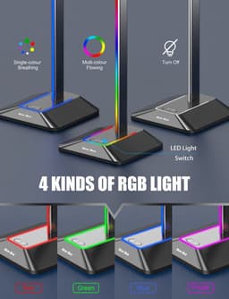 Golden Note, New Bee Z8 Koptelefoon Houder met USB Type-C en A poort en RGB led verlichting, Headphone Stand — thumbnail 2
