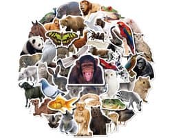 Dieren Stickers 50 Stuks | Animals Stickers | Dierentuin Dieren | Aap | Vlinder | Leeuw | Panda | Vis | Kameel | Laptop Stickers | Stickers Kinderen en Volwassenen | Stickervellen | Plakstickers | Koffer Stickers | Stickers Bullet Journal en Planner
