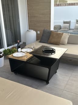 RJRoyal Living Plancha grill BBQ Compania grillring met snijplank en hoes en houtopslag vuurschaal rvs buitenkeuken grillring voor buiten — thumbnail 4