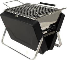 MikaMax Koffer BBQ - Houtskool BBQ - Mini Barbecue - Mat Zwart - Incl. Rooster - Grill Grootte 25 x 18 cm - Totaal Grootte 30 x 7,5 x 22,5 cm — thumbnail 4