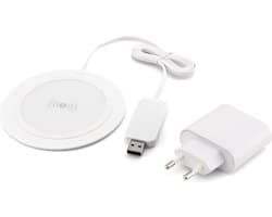 Caliber Draadloze Oplader - Wireless Charger - Inclusief kabel en Adapter - QC 3.0 Snellader - Geschikt voor Smartphone - Wit (PSQ10C-W)