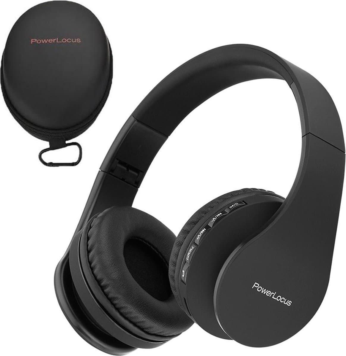 PowerLocus P1 Bluetooth Koptelefoon – Draadloos – Over Ear – Met Microfoon – Inklapbaar - incl. Hoes – Zwart — afbeelding 1