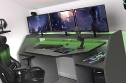Parisot Game bureau MOBA - Met opbergruimte - Antraciet - Ledverlichting L 180 cm x H 92 cm x D 67 cm — thumbnail 4