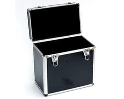 Platenkoffer voor 50 stuks LP vinyl platen afsluitbaar zwart