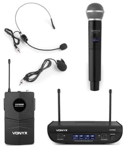 Draadloze microfoon - Vonyx WM82C UHF draadloze microfoonset met handheld en headset microfoon — thumbnail 1