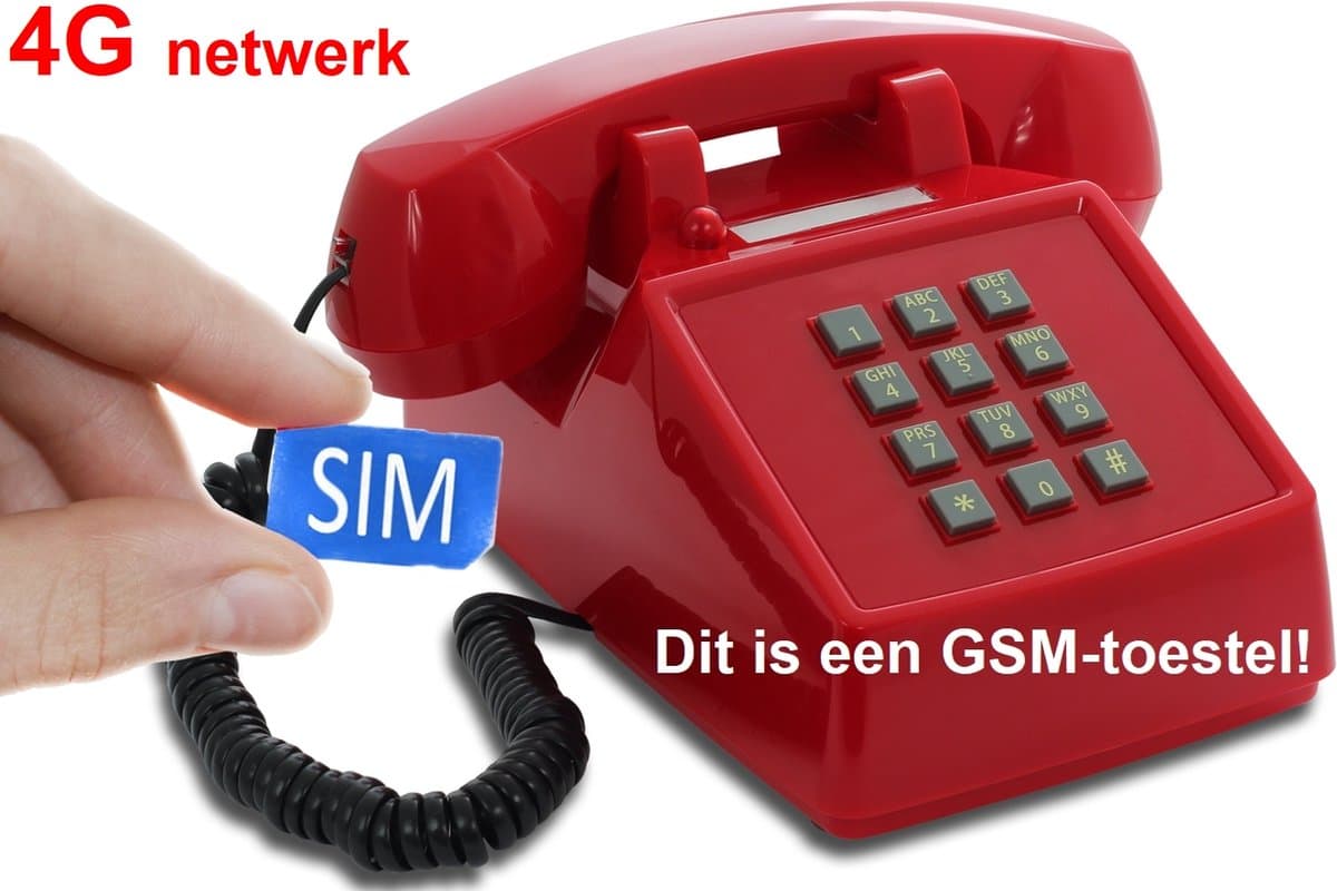 OPIS Push-Me-Fon 4G MOBILE - Retro telefoon voor het 4G mobiele netwerk (SIM-kaart) - rood — afbeelding 1