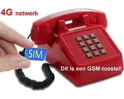 OPIS Push-Me-Fon 4G MOBILE - Retro telefoon voor het 4G mobiele netwerk (SIM-kaart) - rood