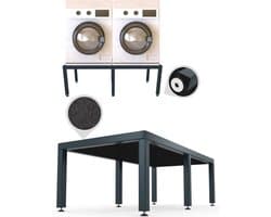 WassiStand Wasmachine Verhoger met Anti-Slip & Grip – Wasmachine Kast en Ombouw – Verhoging voor Wasmachine, Vaatwasser, Koelkast, Vriezer en Droger – Witgoed Verhoger Inclusief 6 Dempers – Roestvrij – Maximaal 750 kg – 122x61x34cm - Grijs