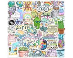 Vrolijke Sticker Mix | Vsco, vissen, cactus | voor laptop, agenda, koffer, etc. | 50 Stickers