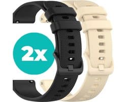 Smartwatch bandjes - 2 pack - Siliconen bandje - Zwart – Beige – 18mm bandje – set van 2 - Geschikt voor Vivoactive 4s / Garmin Venu 2s / Garmin Vivomove 3s