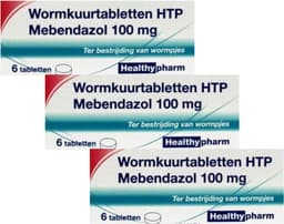 Healthypharm Wormkuurtabletten Mebendazol 100mg - 3 x 6 tabletten — thumbnail 1