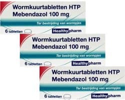 Healthypharm Wormkuurtabletten Mebendazol 100mg - 3 x 6 tabletten
