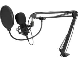 USB Microfoon voor PC met Arm - OMNITRONIC BMS-1C - microfoons usb met pop filter - statief met boom (microfoonstandaard) - mic met houder microfoonstatief computer en laptop