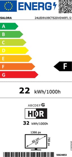 Salora 24LED9109CTS2DVDWIFI - 24 inch (60cm) TV, 12Volt/230Volt, 100Hz HD ready LED Televisie, WiFI, DVD Speler voor caravan en camper — thumbnail 2