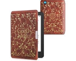 kwmobile e-reader hoesje geschikt voor Kobo Aura Edition 2 hoes - E reader flip case met magnetische sluiting - Ereader cover - Sprookjesboek design in geel / oranje / rood