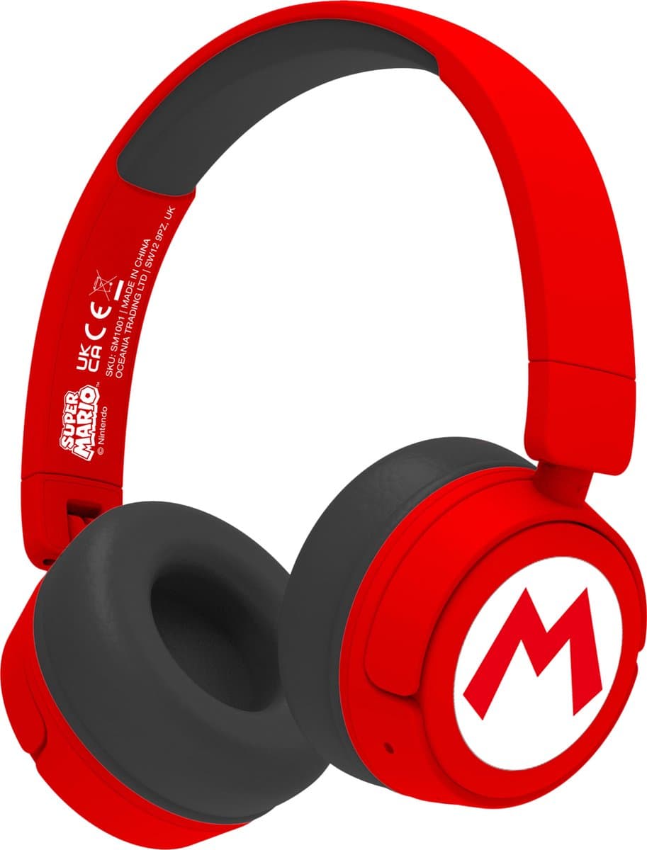 Super Mario - Mario logo - draadloze kinderkoptelefoon - volumebegrenzing - lange batterijduur - microfoon - opvouwbaar - bluetooth — afbeelding 1