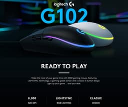 Logitech G G102 LIGHTSYNC - Bedrade Gaming Muis - 8000 DPI - Instelbare RGB - 6 buttons lay-out — thumbnail 2