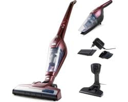 PRIMO PR508SV Steelstofzuiger Draadloos 2-in-1 - Stofzuiger Zonder Zak - Kruimelzuiger - HEPA Filter - Bordeaux