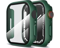 MDblue® - Screenprotector - Case - Hoesje - geschikt voor Apple Watch Series 7 - Apple Watch Series 8 - 45 mm - 9H Gehard Glas - Groen Army