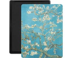 Lunso - Geschikt voor Kobo Aura edition 1 (6 inch) - Vegan saffiano leren sleepcover hoes - Van Gogh Amandelbloesem