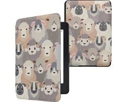 kwmobile e-reader hoesje geschikt voor Amazon Kindle Paperwhite hoes - E reader flip case met magnetische sluiting - Ereader cover - design in wit / bruin / grijs