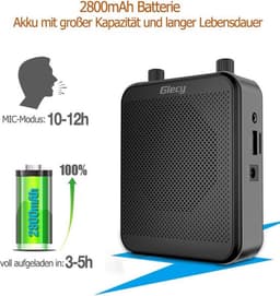 Spraakversterker - Stemversterker - geluidversterker - Draagbare Bluetooth Luidspreker (30 W) met 7,4 V/2800 mAh Lithium Batterij en Microfoon Headset - Oplaadbare Stemversterker voor Leraren - Reizigers - Vergaderingen - Muzikanten - Muziek — thumbnail 4