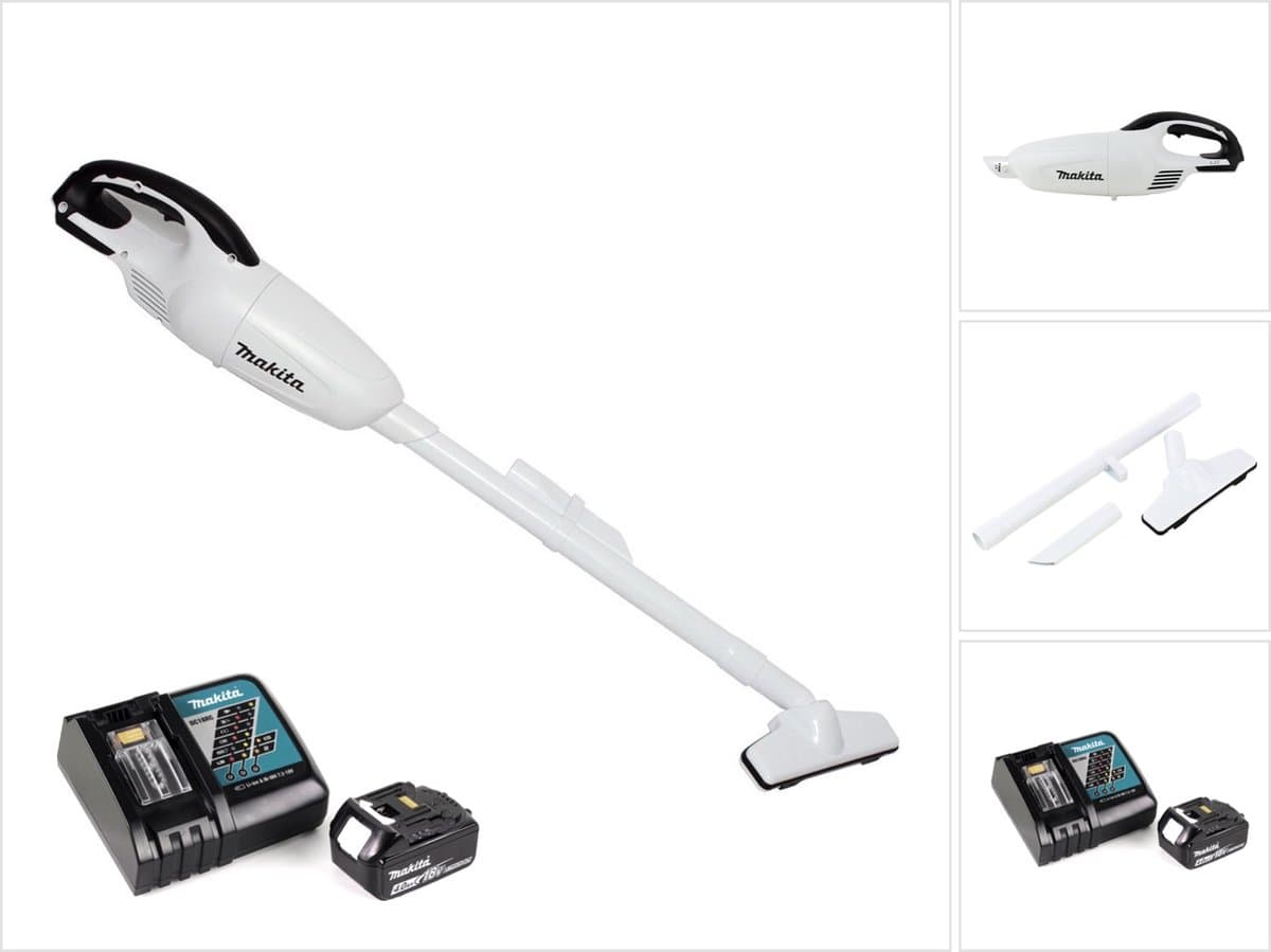 Makita DCL 180 RM1 W accu stofzuiger 18 V wit + 1x accu 4.0 Ah + lader — afbeelding 1