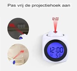 Wekkerradio met Projectie - Digitale Wekker - Digitale Klok - Wit — thumbnail 5