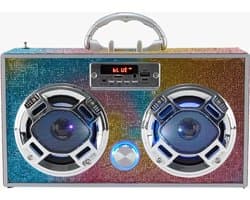 Trend Tech Brands - Swirl Bling draadloze boombox met FM-radio - kinderen - muziek - Bluetooth - Bluetooth boombox - Vintage geluidssysteem -