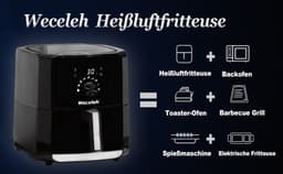 Airfyer - 6 LITER - Led display - 9-in-1 Kookmodi - Temperatuurregeling en Timer - Olievrije Gezonde Kookervaring - Gemakkelijke Reiniging - Zwart - 1700W — thumbnail 9