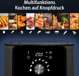 Airfyer - 6 LITER - Led display - 9-in-1 Kookmodi - Temperatuurregeling en Timer - Olievrije Gezonde Kookervaring - Gemakkelijke Reiniging - Zwart - 1700W — thumbnail 5