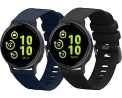 kwmobile 2x horlogebandjes geschikt voor Garmin vivoactive 5 / active 5 bandje - Smartwatch bandjes van TPU - Activity tracker horloge band in zwart / donkerblauw