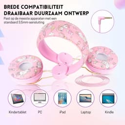 StayPowered Kinderheadset - Schattige Dinosaurusontwerp voor Comfortabel Luisterplezier! - Geïntegreerde Microfoon - Inclusief Geschenkdoos - Uitgebreide Volumecontrole - Schattig Cartoondesign - Wit - Levering Sneller dan Aangegeven! — thumbnail 2