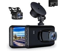 Dual Dashcam - Voor En Achter - 1080p Resolutie - 24/7 Parkeren Monitor - Bewegingssensor - Zwart - Inclusief SD Kaart