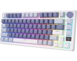 Royal Kludge RKM75 - RGB Mechanisch Gaming Toetsenbord - Met Display - Foam Touch - Ocean Blue - Bluetooth - Hot Swappable Switch - Silver Switches - Inclusief Stofkap