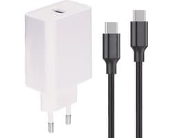 30W Snellader USB C + Nylon USB C naar USB C Kabel - 1 Meter - 30 Watt - Geschikt voor o.a S24,S23,S22,S21,S20,S9,A54,A55,A75,A74