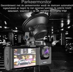 Q-time Dashcam 3 in 1 - Voor en Achter Camera - Bewegingsdetectie en Parkeerstand - G-Sensor - Full HD - 170° Groothoeklens - Loop Recording — thumbnail 2