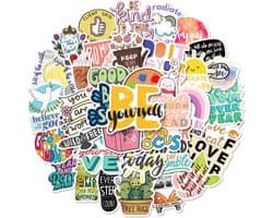 *** 50 Stickers met Quote en Spreuk - Emoticon Afbeeldingen - Grappig & Vrolijk - voor Kinderen & Volwassenen - Laptop Decoratie - Bullet Journal - Planner Stickers - van Heble® ***