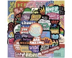 *** 50 Quote Sticker Texten mix met 50 verschillende stickers - voor Fiets, Step, Laptop, Skateboard, Koffer, Helm,etc. - van Heble® ***