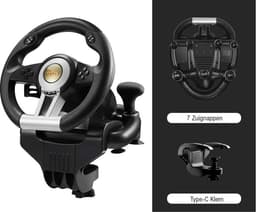 PXN - V3 Pro - Race Stuur met Pedalen & Flippers - Game Stuur - Geschikt voor PS4 - Xbox One - PC - Xbox Series X|S - PS3 - Nintendo Switch - Zwart — thumbnail 5