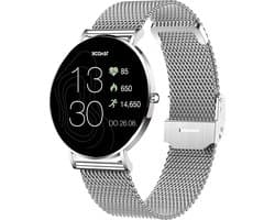 XCOAST Design Dames / Heren - Smartwatch - SIONA 2 - Topaz Zilver - Metalen armband