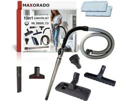 MAXORADO Stofzuiger Set 10-delig - Combizuigmond + parketborstel + telescopische buis + handgreep + 1,8m flexibele slang + meubelborstel + spleetmondstuk + bekleding opzetstuk + 2 HEPA filter - geschikt voor Miele C3, S8, S8 Serie